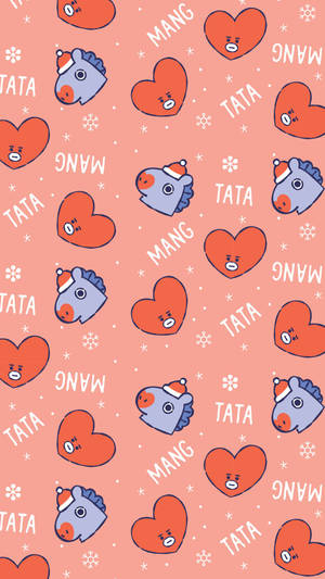 Bt21 Tata And Mang Pattern Wallpaper