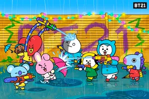 Bt21 Water Fight Wallpaper