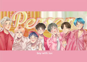 Bts Anime Boy With Luv Laptop Wallpaper