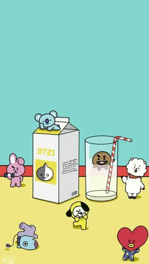 Bts Bt21 Kitchen Chaos Wallpaper