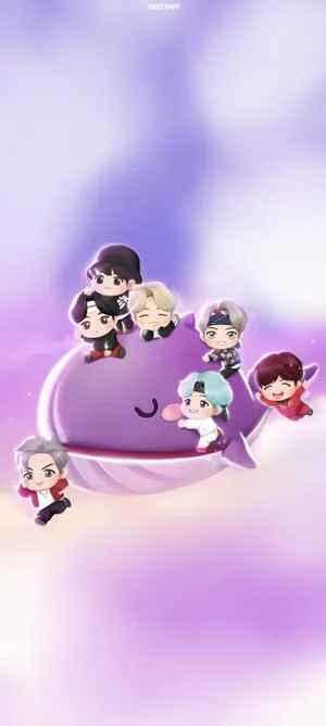 Bts Chibi Sky Whale Wallpaper