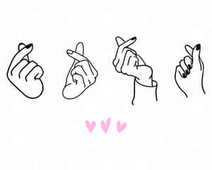 Bts Finger Heart Four Hand Gesture Wallpaper