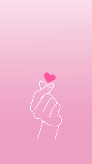 Bts Finger Heart Pink Drawing Wallpaper