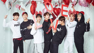 Bts Group Aesthetic Valentines Photo Wallpaper