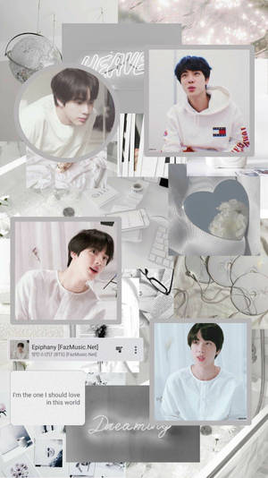 Bts Jin Aesthetic Clean White Collage Wallpaper