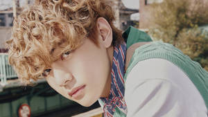 Bts Tae Hyung Curly Blonde Hair Wallpaper