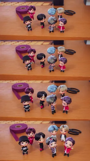 Bts Tinytan Ribbon And Scissors Wallpaper