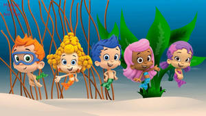Bubble Guppies Characters Near Ocean Plants Wallpaper