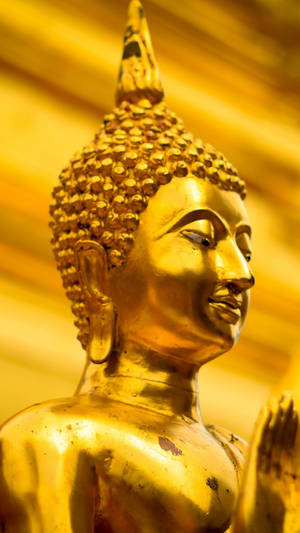 Buddha 3d Shiny Golden Statue Wallpaper