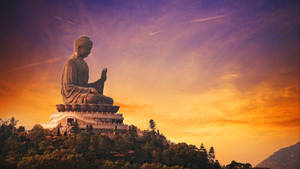 Buddha In Sunset God Laptop Theme Wallpaper