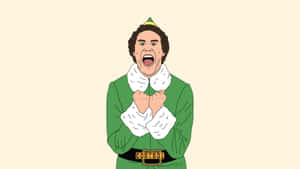 Buddy The Elf Is Proudly Showing Off His Christmas Spirit Wallpaper