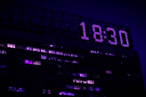Building Clock Neon Purple Iphone Wallpaper