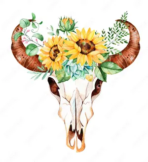 Bull Skull With Flower Crown Wallpaper