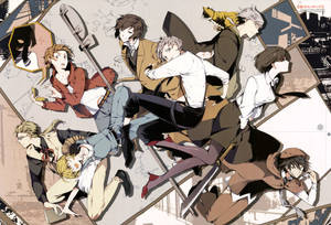 Bungo Stray Dogs Jumping Characters Wallpaper