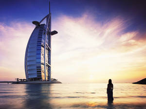 Burj Al Arab Woman Silhouette Wallpaper