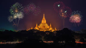 Burma Pagoda Fireworks Wallpaper