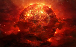 Burning Red Sun Hd Wallpaper
