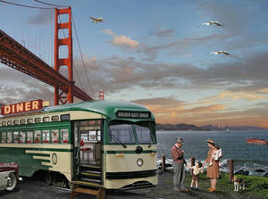 Bus 50s Diner Wallpaper