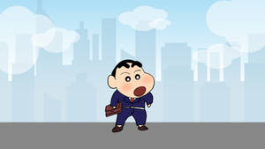 Businessman Shin Chan Cartoon City Wallpaper