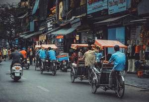 Busy Street Of Hanoi Wallpaper
