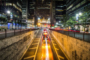 Busy Underpass New York City Night View Wallpaper