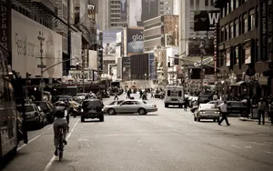 Busy Urban Street Wallpaper
