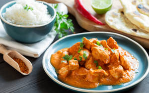 Butter Chicken In Blue Plate Wallpaper