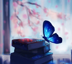 Butterfly On A Pile Of Books Wallpaper