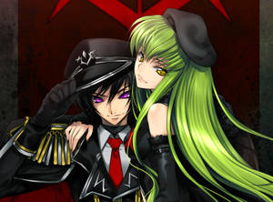 C.c And Lelouch In Black Code Geass Wallpaper
