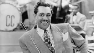 Cab Calloway Smilingwith Band Background Wallpaper