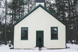 Cabin In Woods Windows Winter Wallpaper