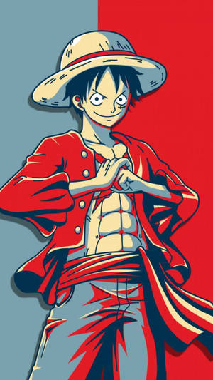 Cadet Blue And Red Luffy Aesthetic Wallpaper
