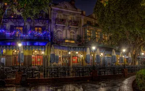 Cafe Orleans Christmas Lights Wallpaper