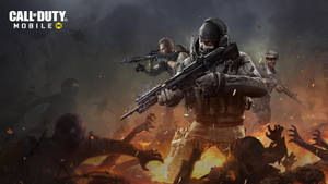 Call Of Duty Mobile Logo Fiery Battlefield Wallpaper