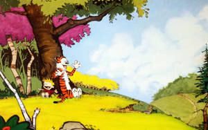 Calvin And Hobbes At The Hill Wallpaper