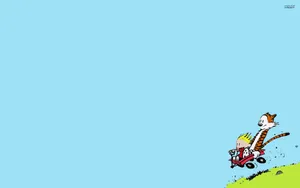 Calvin And Hobbes Cart Riding Wallpaper