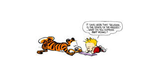 Calvin And Hobbes Reading Book Wallpaper