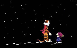 Calvin And Hobbes Stars At Night Wallpaper