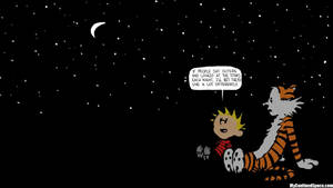 Calvin And Hobbes Under The Moon And Stars Wallpaper