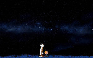Calvin And Hobbes Under The Stars Wallpaper