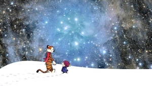 Calvin And Hobbes Under The Stars Wallpaper