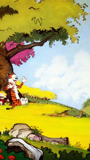 Calvin And Hobbes Under The Tree Wallpaper