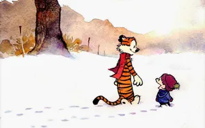 Calvin And Hobbes Winter Season Wallpaper