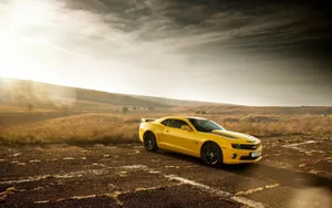 Camaro Muscle Cars Desert Feature Wallpaper
