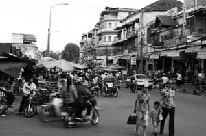 Cambodia Crowd And Road Wallpaper