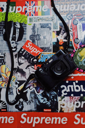 Camera On Supreme Collage Wallpaper