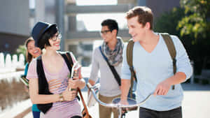 Campus Friends Laughing Together.jpg Wallpaper