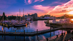 Canada Victoria Harbour Sunset Wallpaper