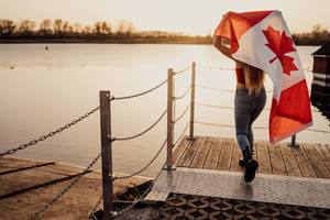 Canadian Flag Woman Dock Wallpaper