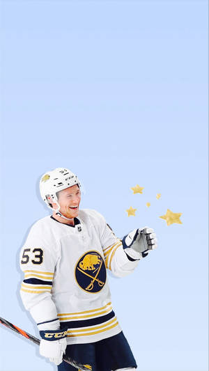 Canadian Nhl Player Jeff Skinner Blue Minimalist Poster Wallpaper